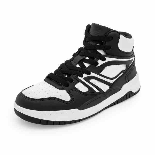 Women Black-White High-Top Casual Sneakers