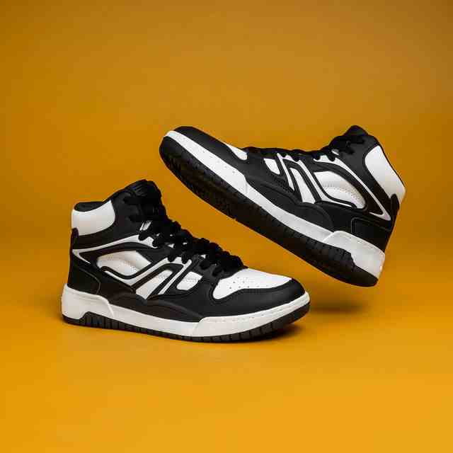 Women Black-White High-Top Casual Sneakers