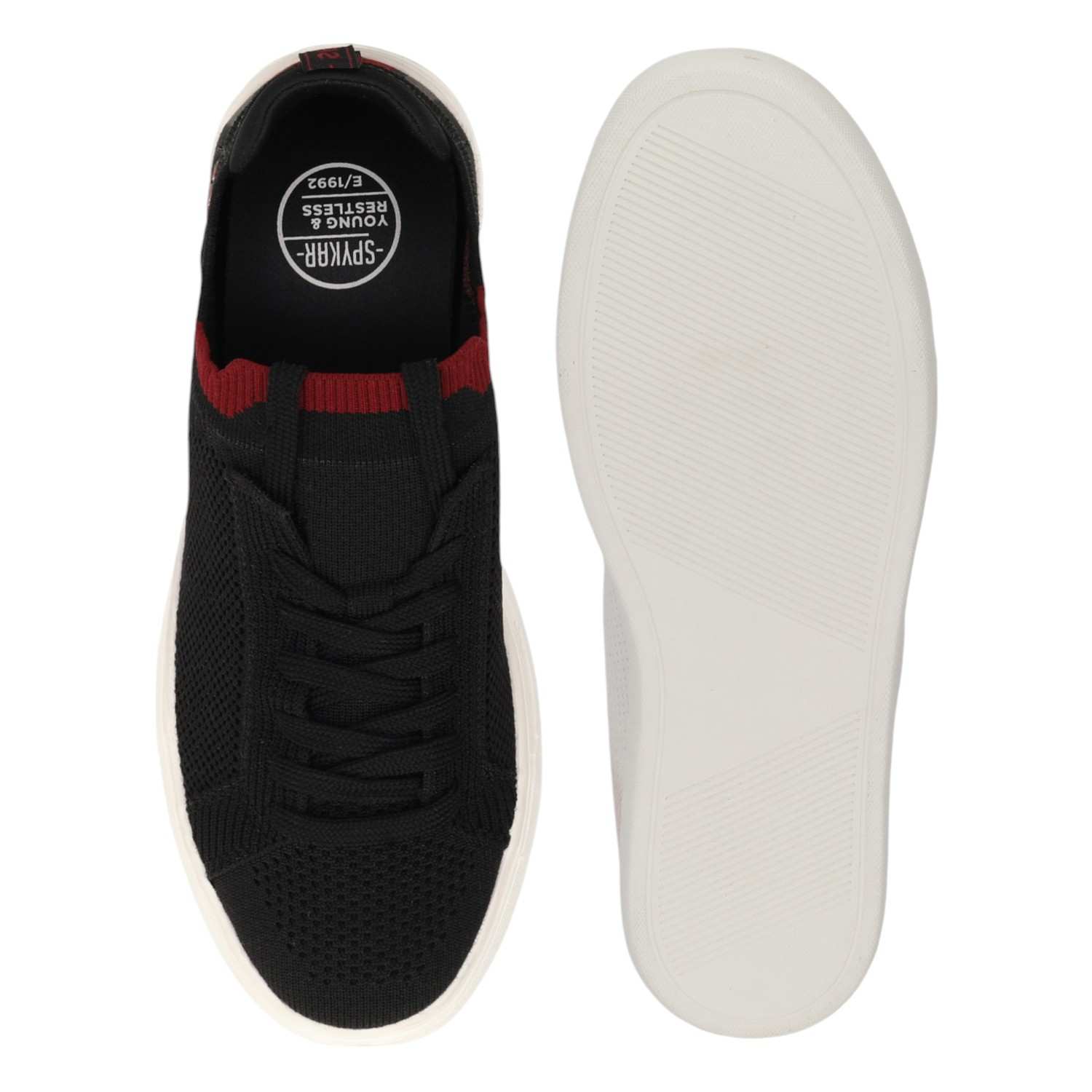 LAGO MEN BLACK-RED COMFORT KNITTED SNEAKER