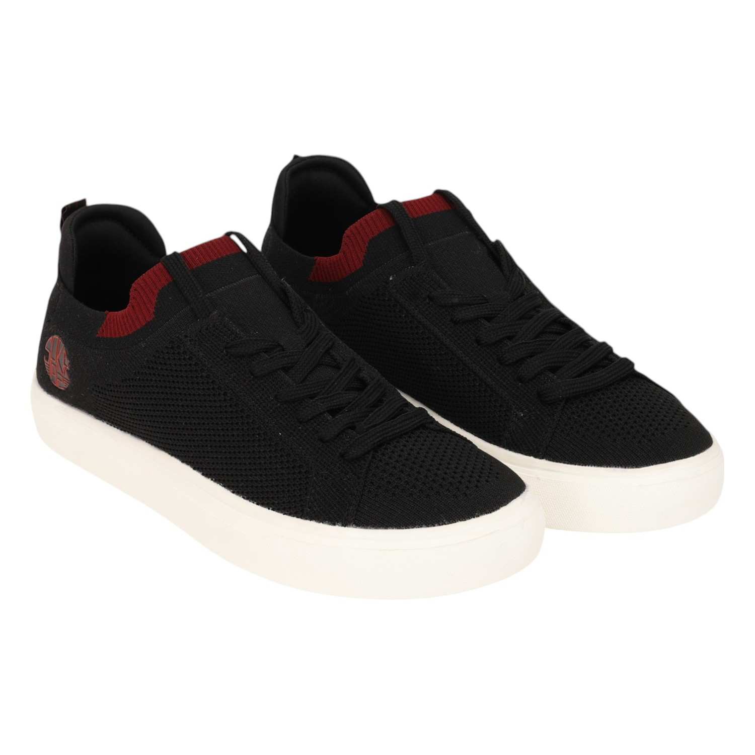 LAGO MEN BLACK-RED COMFORT KNITTED SNEAKER