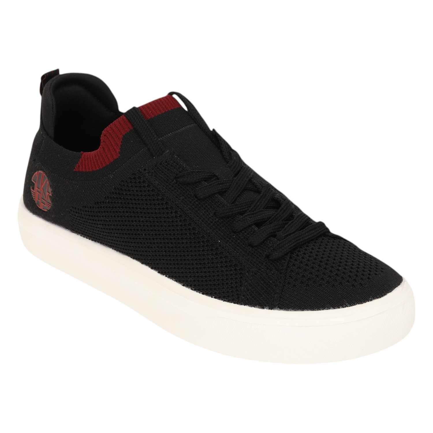 LAGO MEN BLACK-RED COMFORT KNITTED SNEAKER