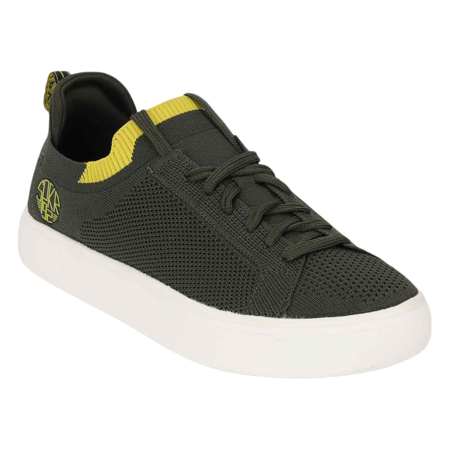 LAGO MEN OLIVE-YELLOW COMFORT KNITTED SNEAKER