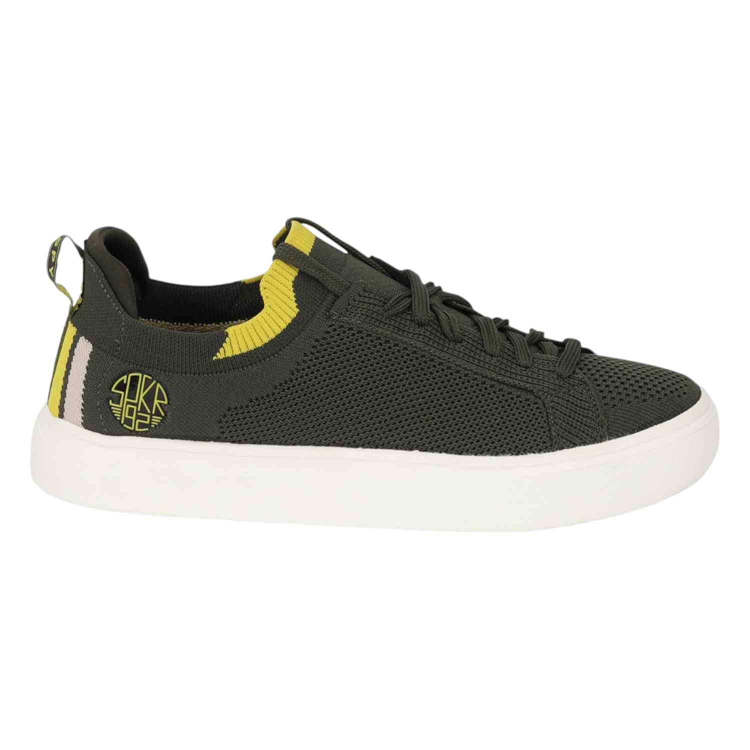 LAGO MEN OLIVE-YELLOW COMFORT KNITTED SNEAKER