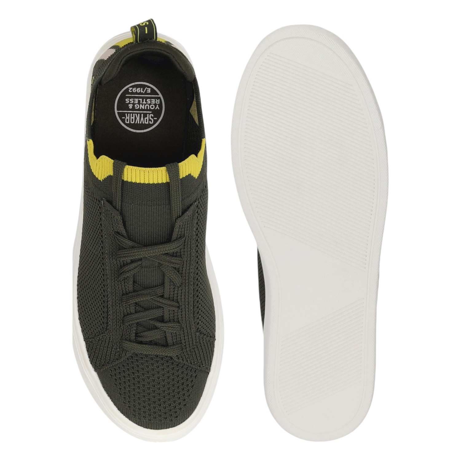 LAGO MEN OLIVE-YELLOW COMFORT KNITTED SNEAKER