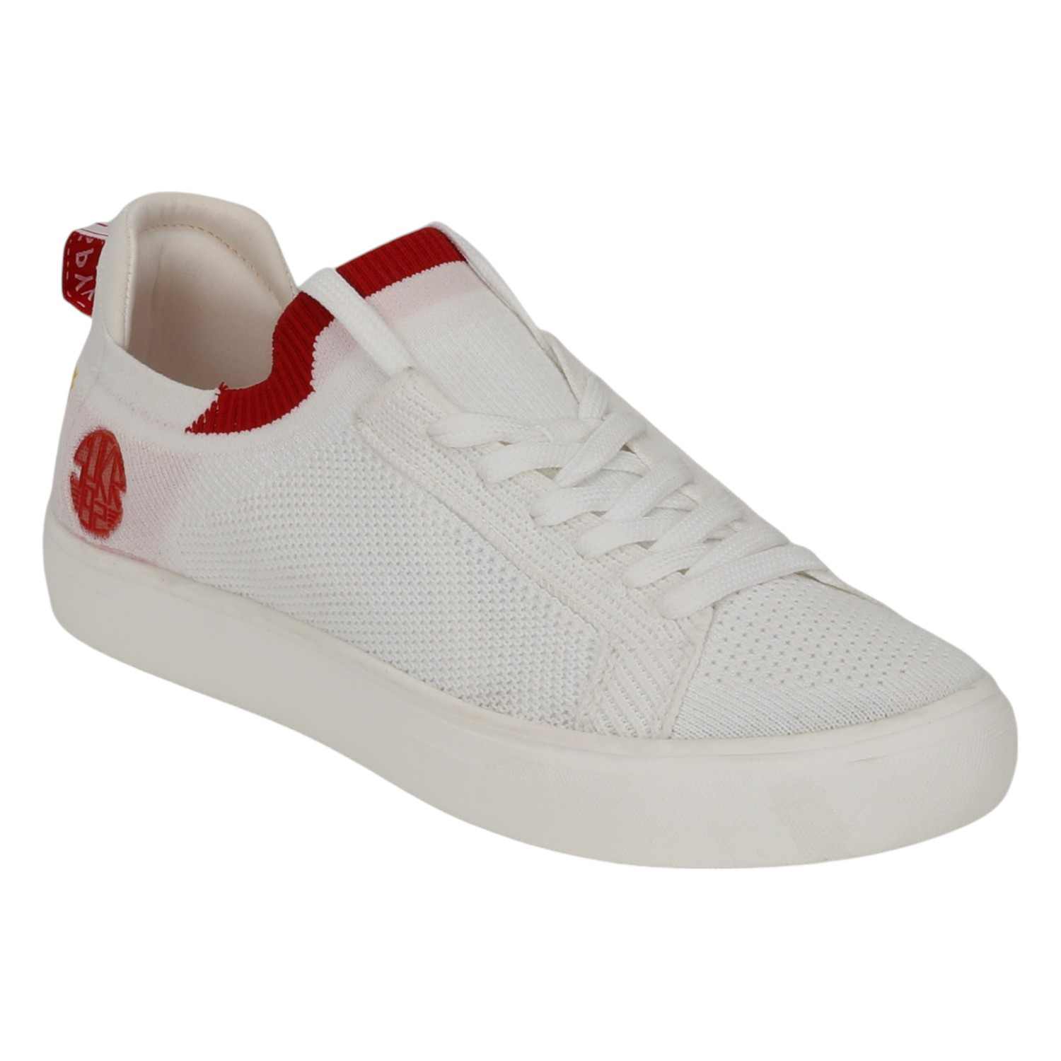 LAGO MEN WHITE-RED COMFORT KNITTED SNEAKER