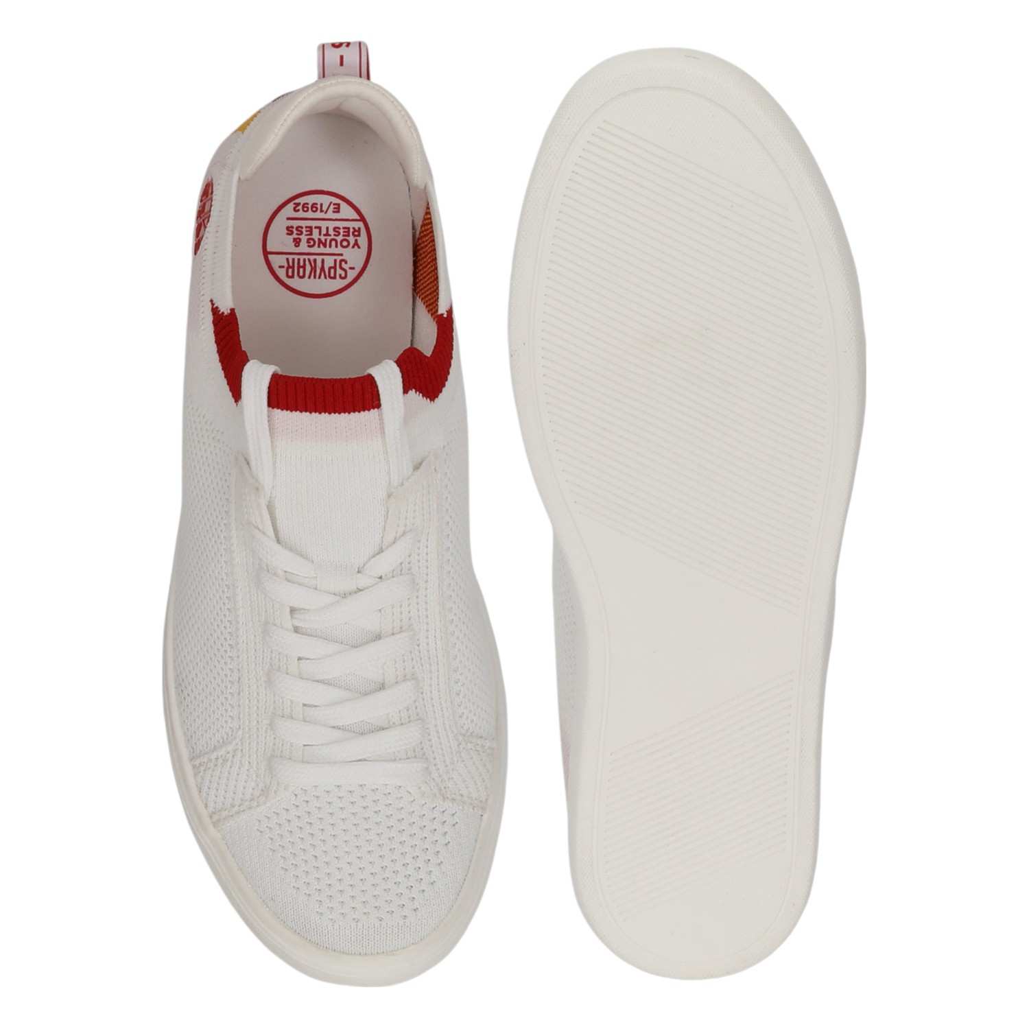 LAGO MEN WHITE-RED COMFORT KNITTED SNEAKER