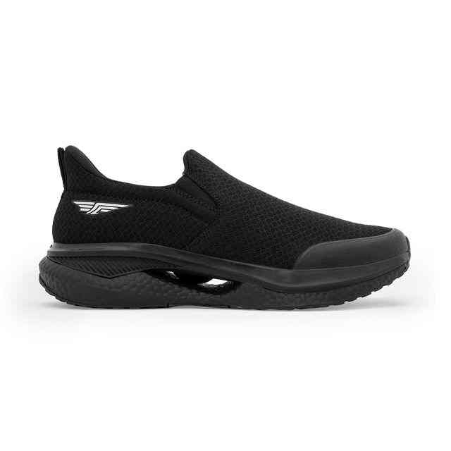 Men Black Slip-On Walking Shoes with Cushioned Sole