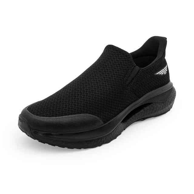 Men Black Slip-On Walking Shoes with Cushioned Sole