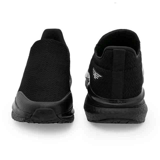Men Black Slip-On Walking Shoes with Cushioned Sole