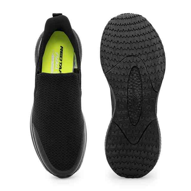 Men Black Slip-On Walking Shoes with Cushioned Sole