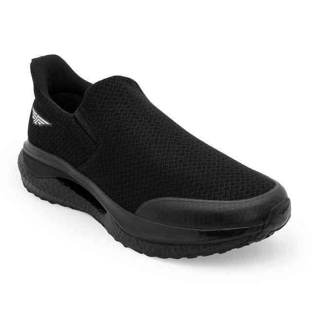 Men Black Slip-On Walking Shoes with Cushioned Sole