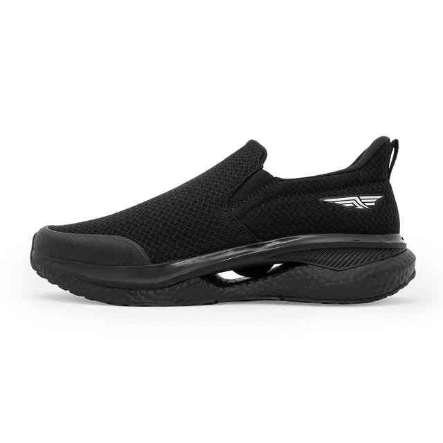 Men Black Slip-On Walking Shoes with Cushioned Sole