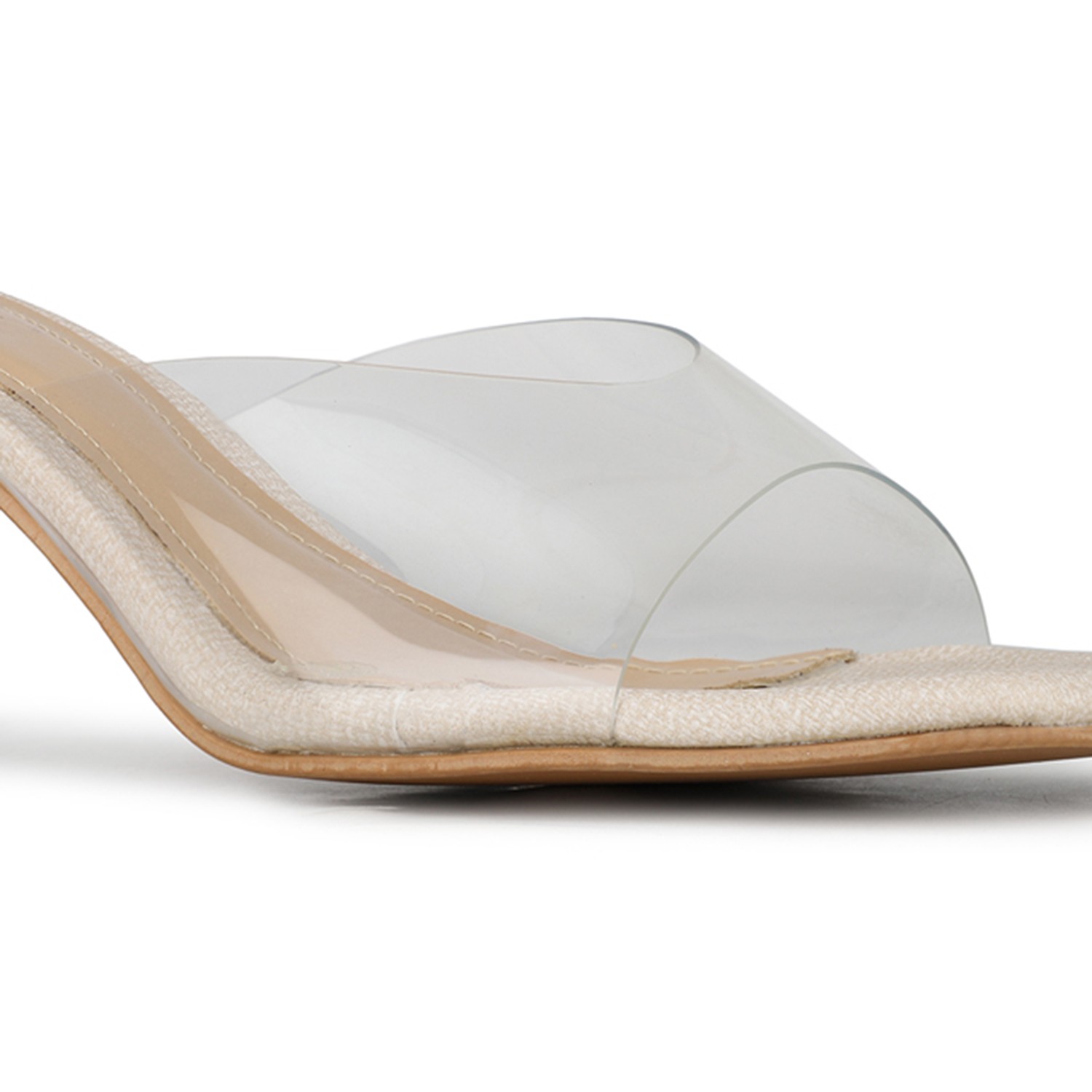 Inc.5 Women Cream Party Wear Transparent Round Toe Block Heels