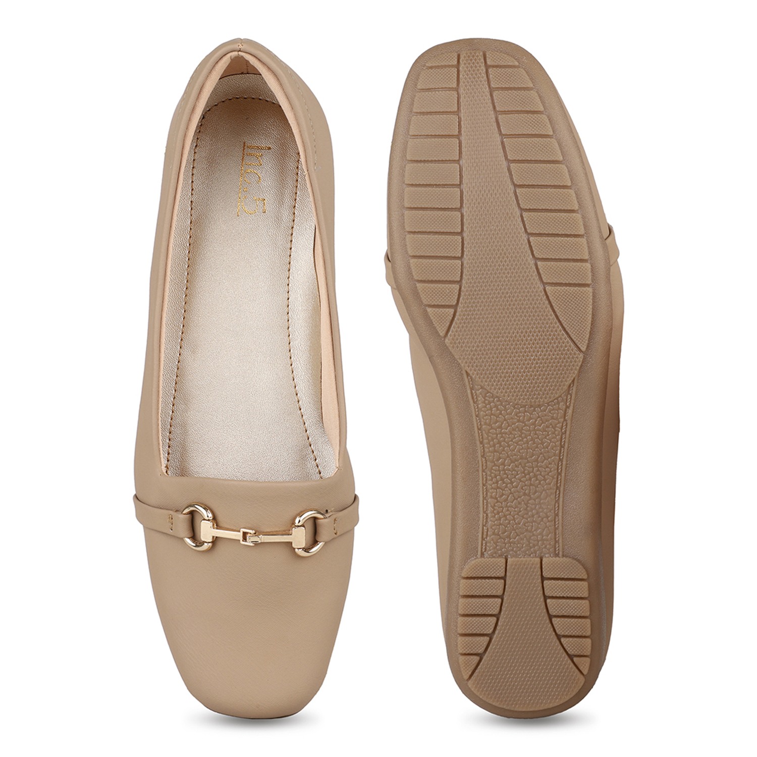 Inc.5 Women Beige Casual Solid Round Loafers