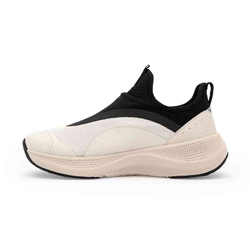 Men White & Black Slip-On Sports Shoes with Cushioned Sole