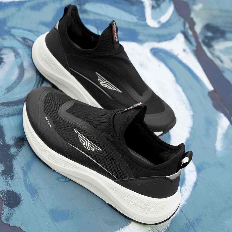 Men Black Slip-On Sports Shoes with Cushioned Sole