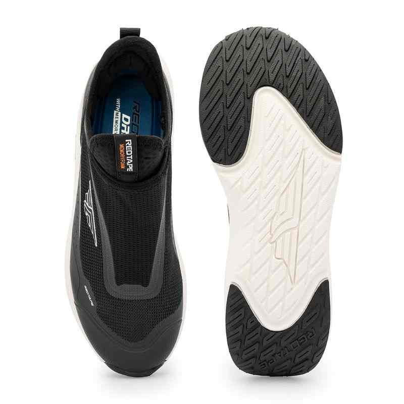 Men Black Slip-On Sports Shoes with Cushioned Sole