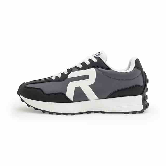 Men’s Grey & Black Lace-Up Casual Sneakers