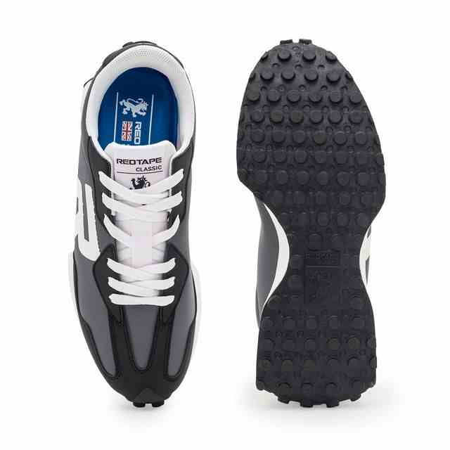Men’s Grey & Black Lace-Up Casual Sneakers