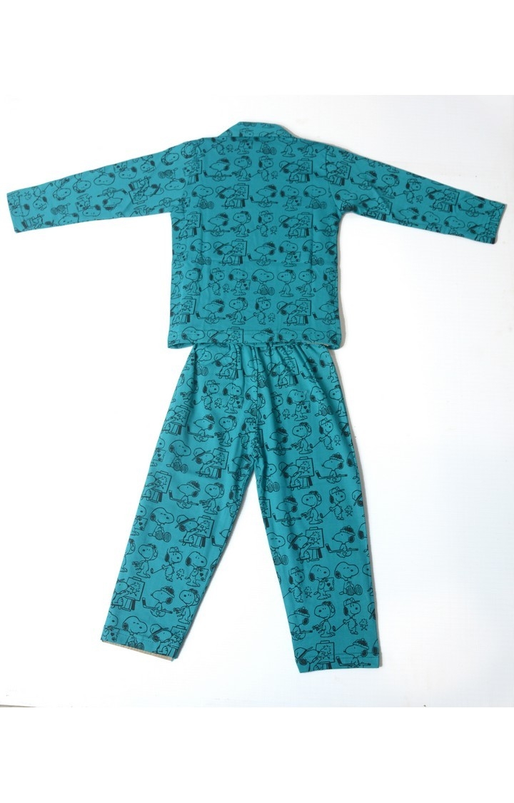 AAAKAR | Stylish Boy's Green Graphic Printed Shirt And Pyjama Set 1