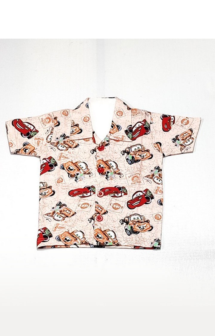 AAAKAR | Stylish Boy's Beige Graphic Printed Shirt And Pyjama Set 2