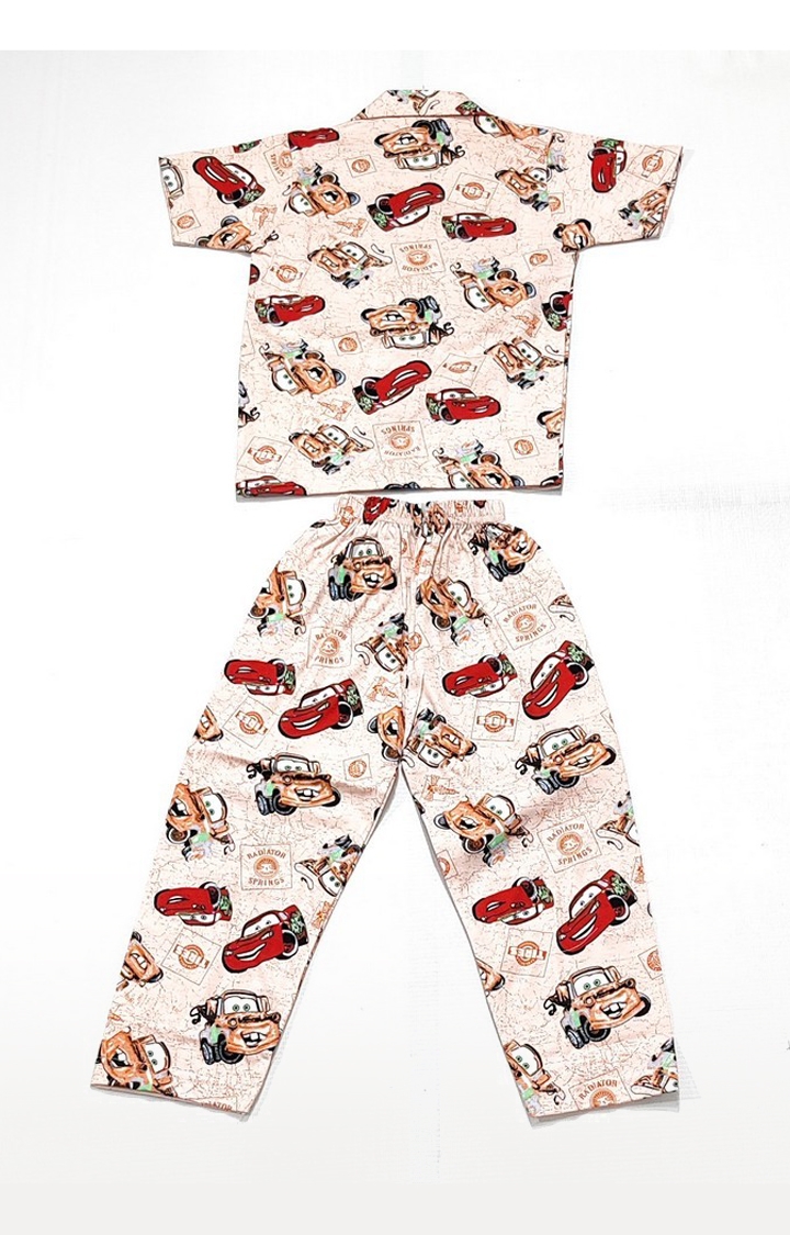 AAAKAR | Stylish Boy's Beige Graphic Printed Shirt And Pyjama Set 1