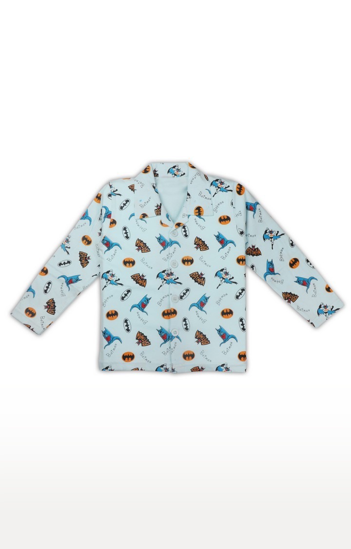 Aaakar Blue Batman Print Full Sleeves Nightsuit 