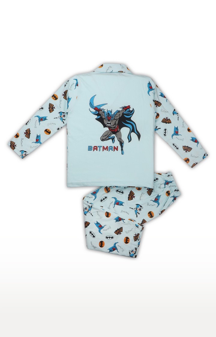 Aaakar Blue Batman Print Full Sleeves Nightsuit 