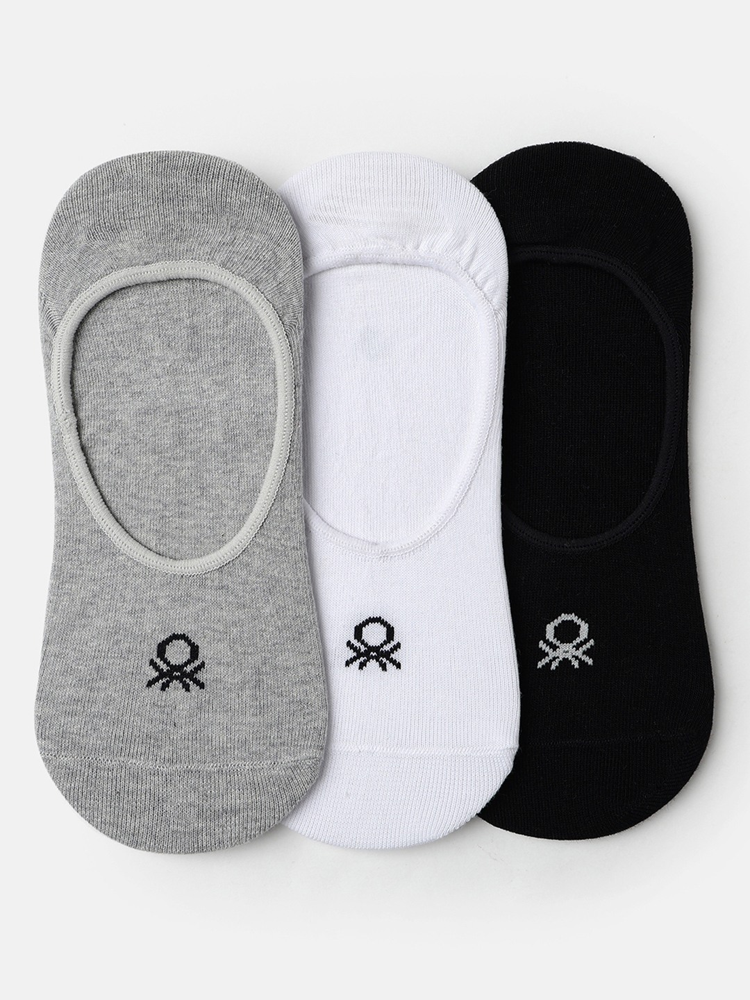 United Colors of Benetton Solid Pack of 3 Invisible Liner Socks