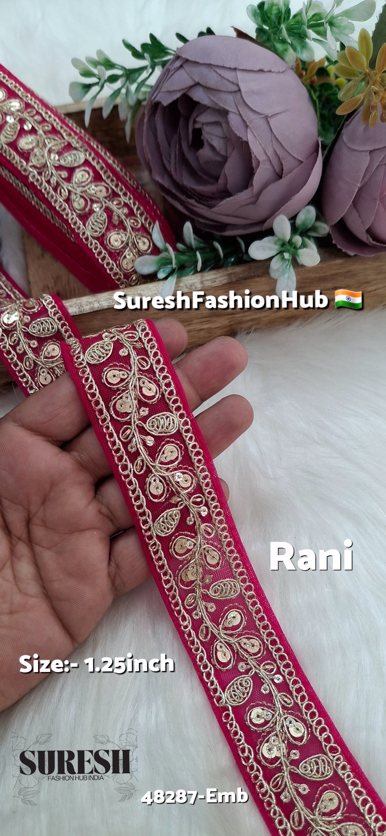 Rani Pearl Dori Zari Embroidery Border Lace