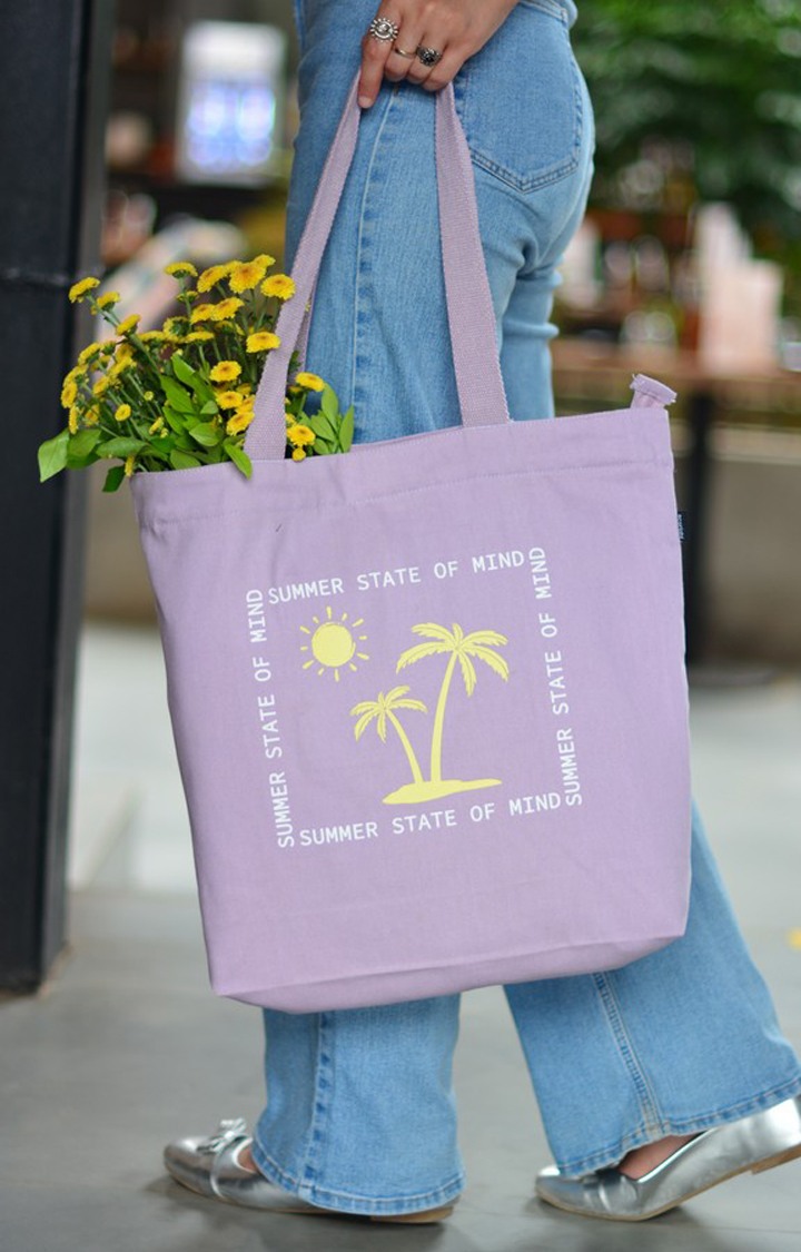 Large Zipper Tote Bag - Sunny Side