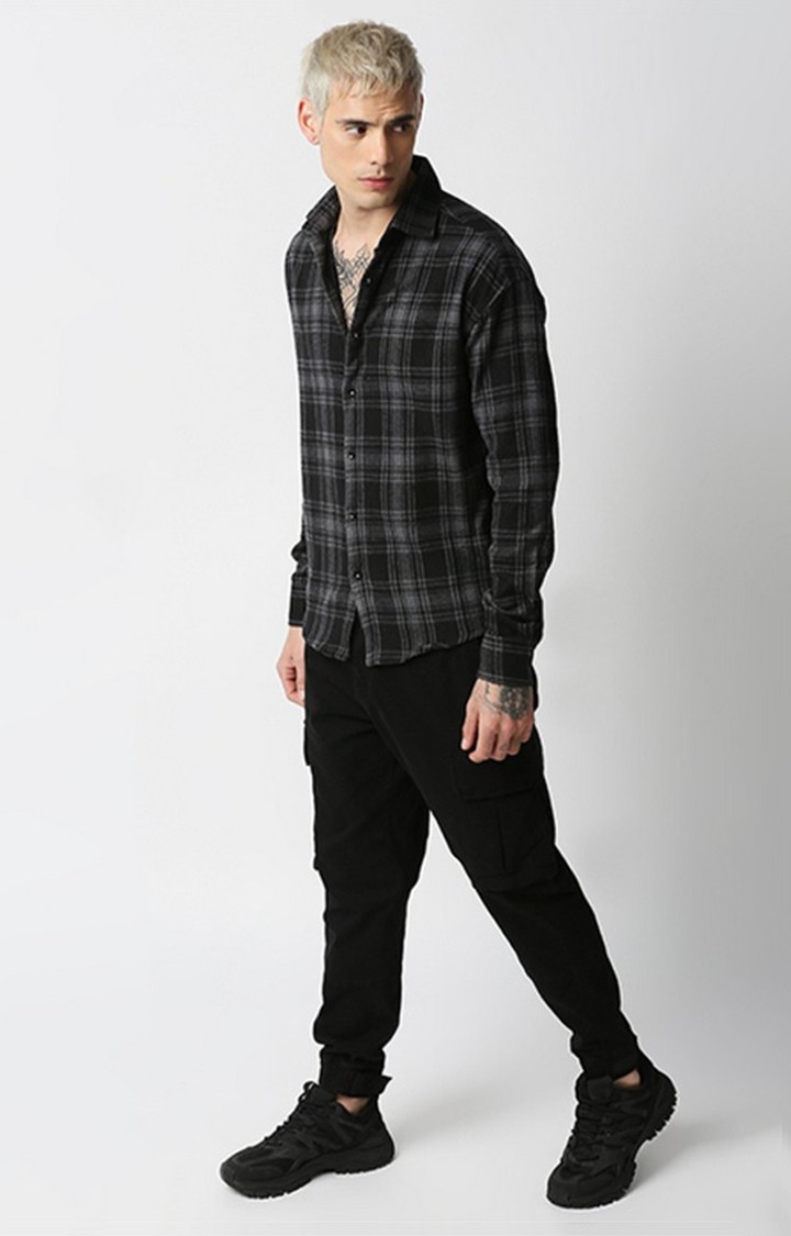 Men Grey Checked Casual Shirts