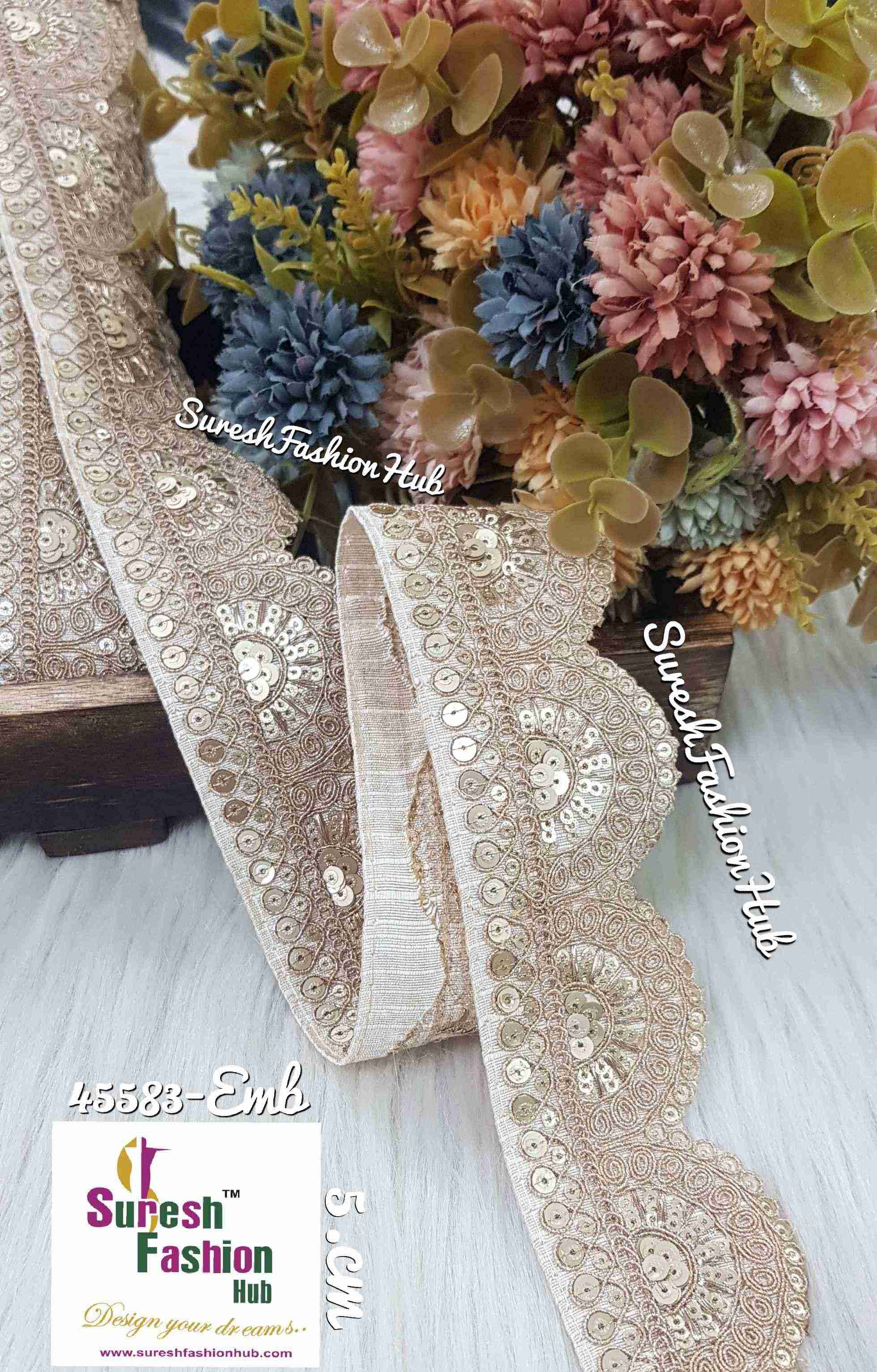 Off White delicate embroidered trim