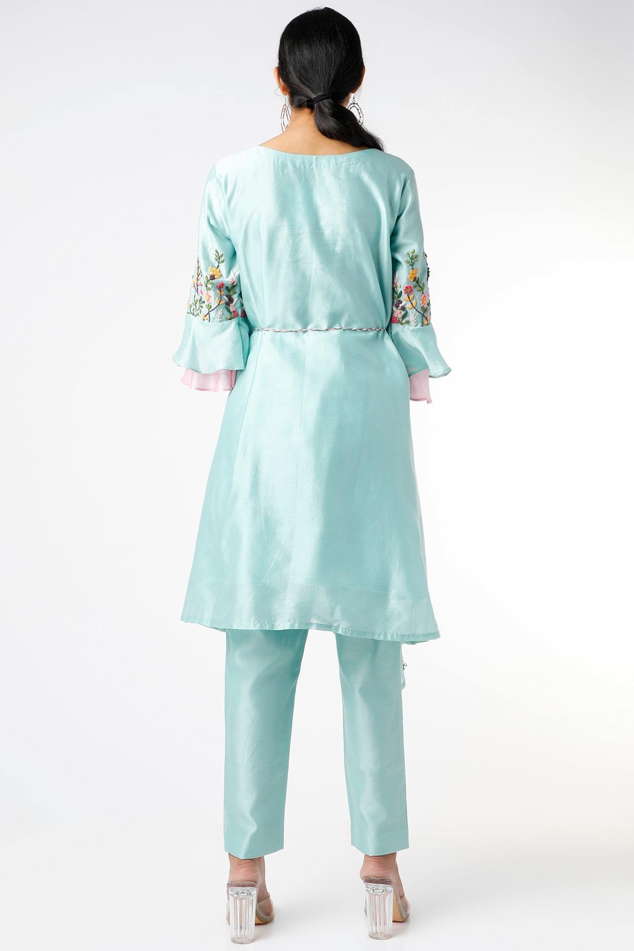 Sky Blue Embroidered Kurta Set