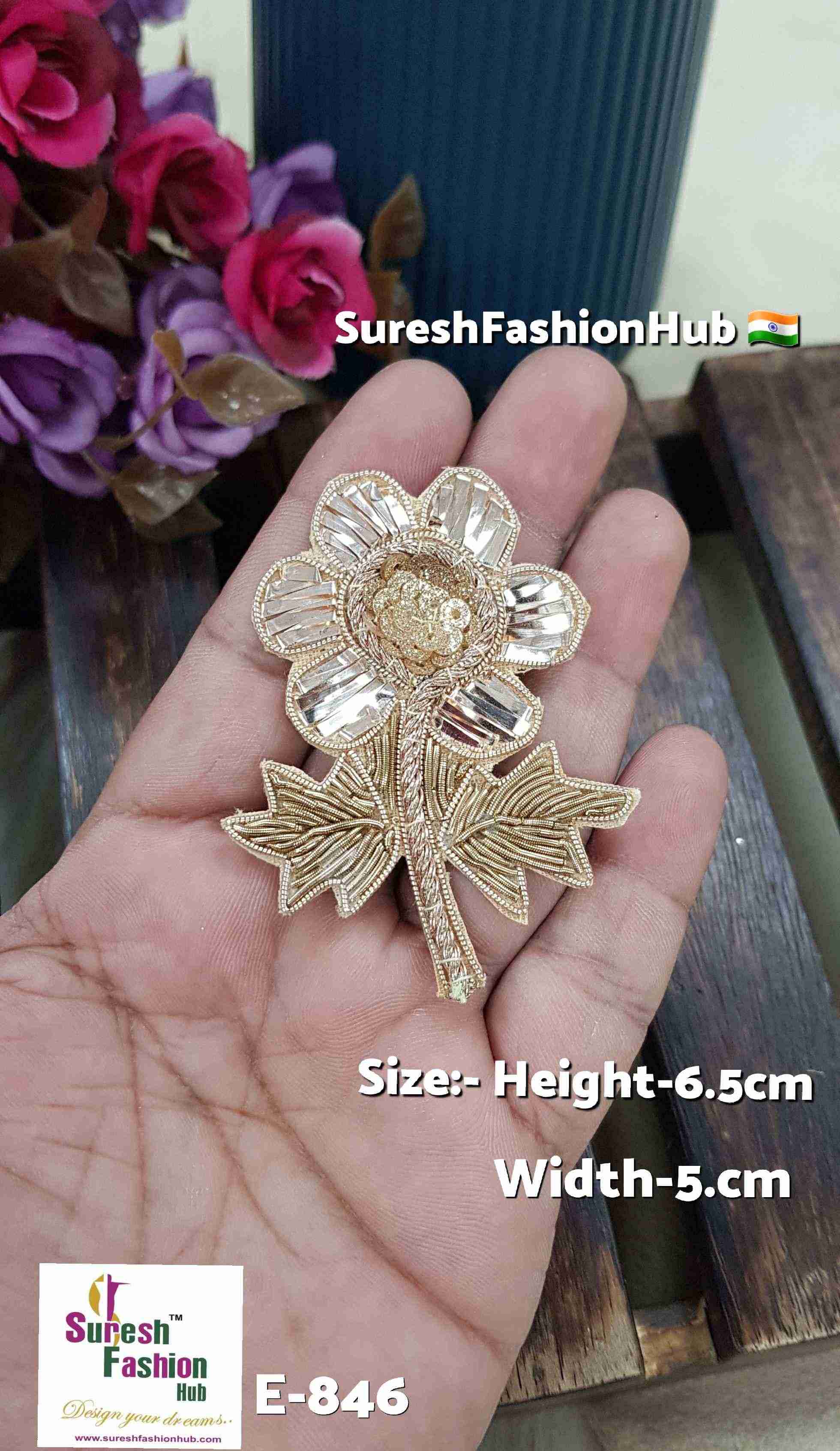 Zardosi Floral Cutwork Patch with Sequins