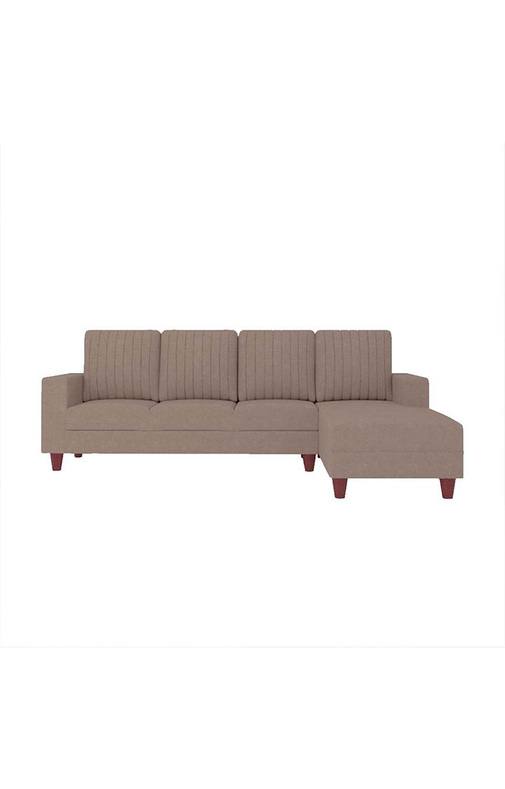 NEUDOT Roman LHS Sectional Sofa for Living Room |6 Person Sofa|Premium Fabric with Cushioned Armrest | Solid Wood Frame|6 Seater in Desert Brown Color