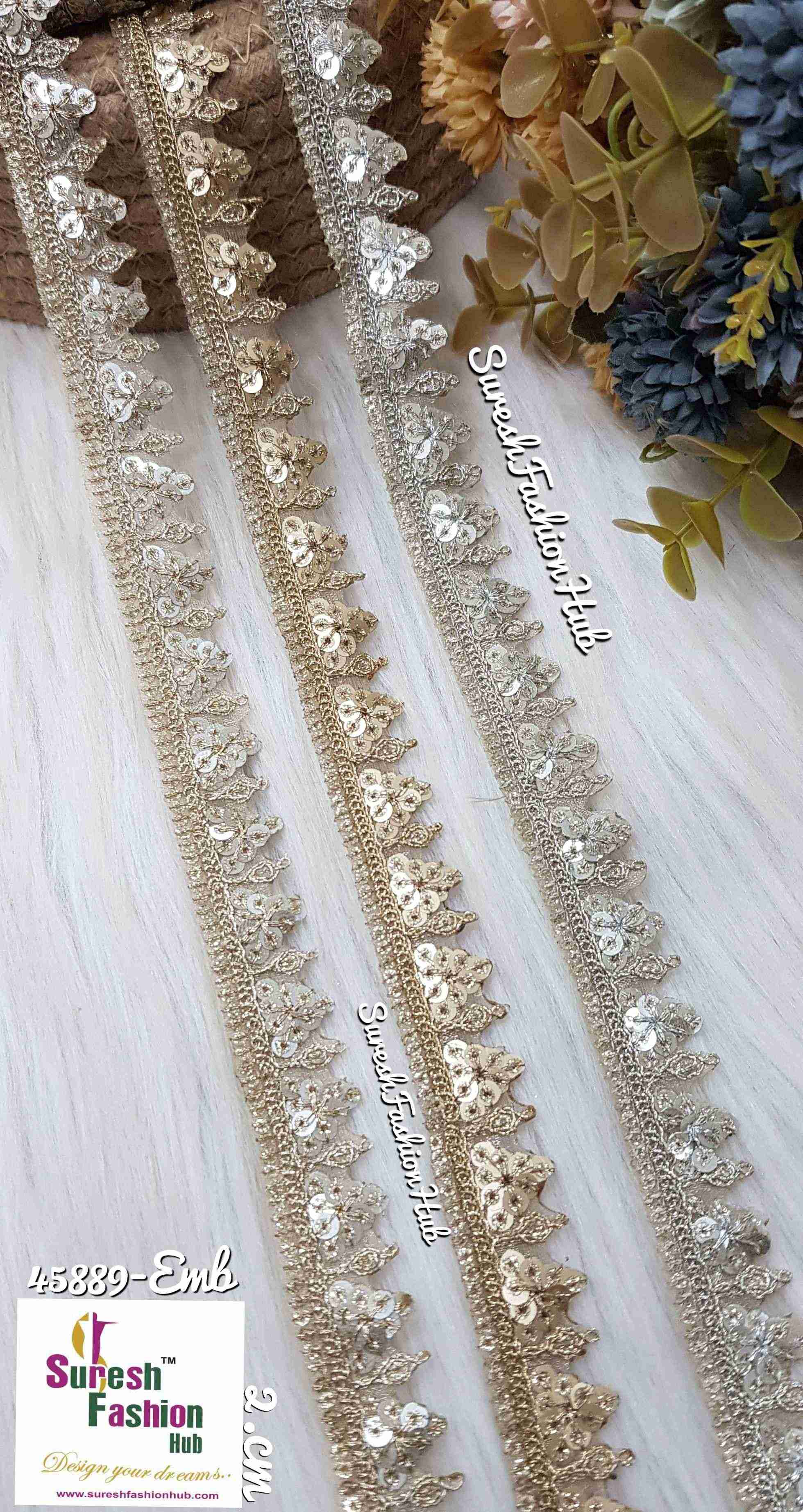 Water Golden Glitz Sequins Designer Trim