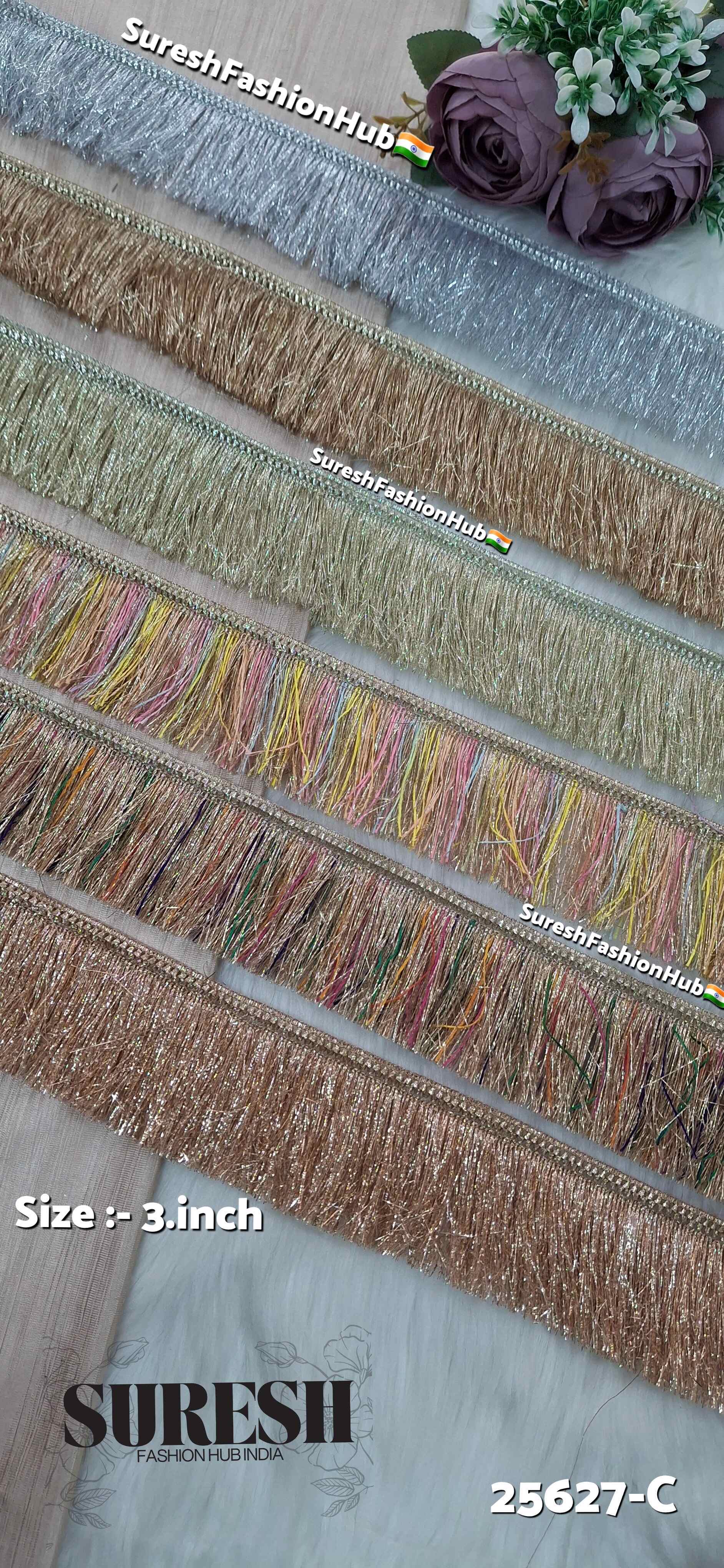 Light Gold Badla Fringe Jhalar Lace