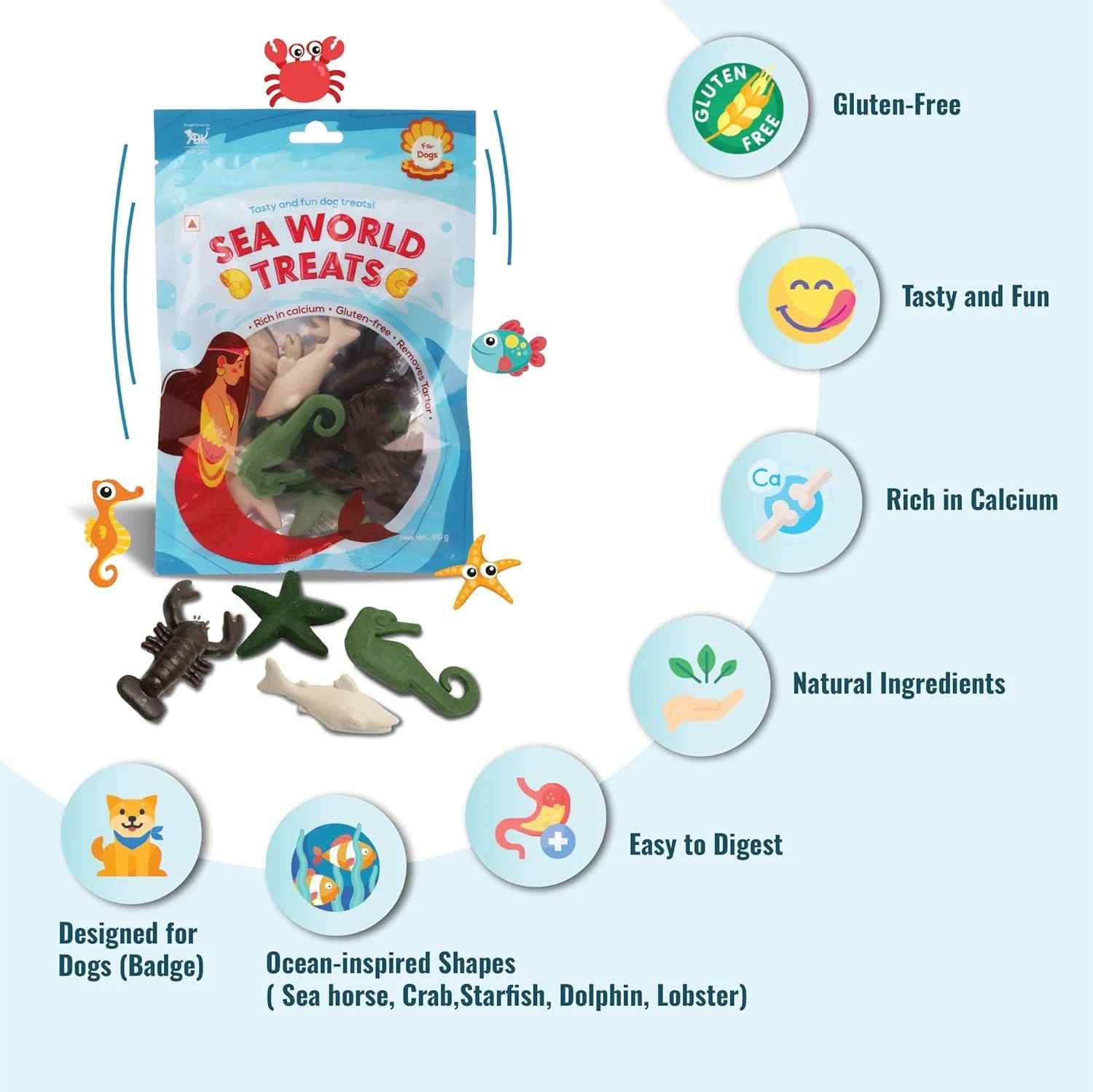 Sea World Sea Animals Dental Treats for Dogs, 80 g