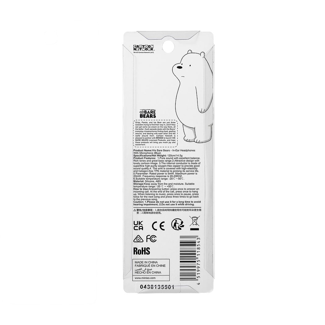 We Bare Bears - In-Ear Headphones With Microphone (Blue)