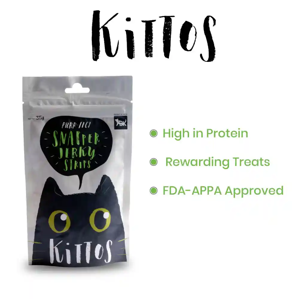Kittos Cat Snapper Jerky Strips Cat Treat - 35g