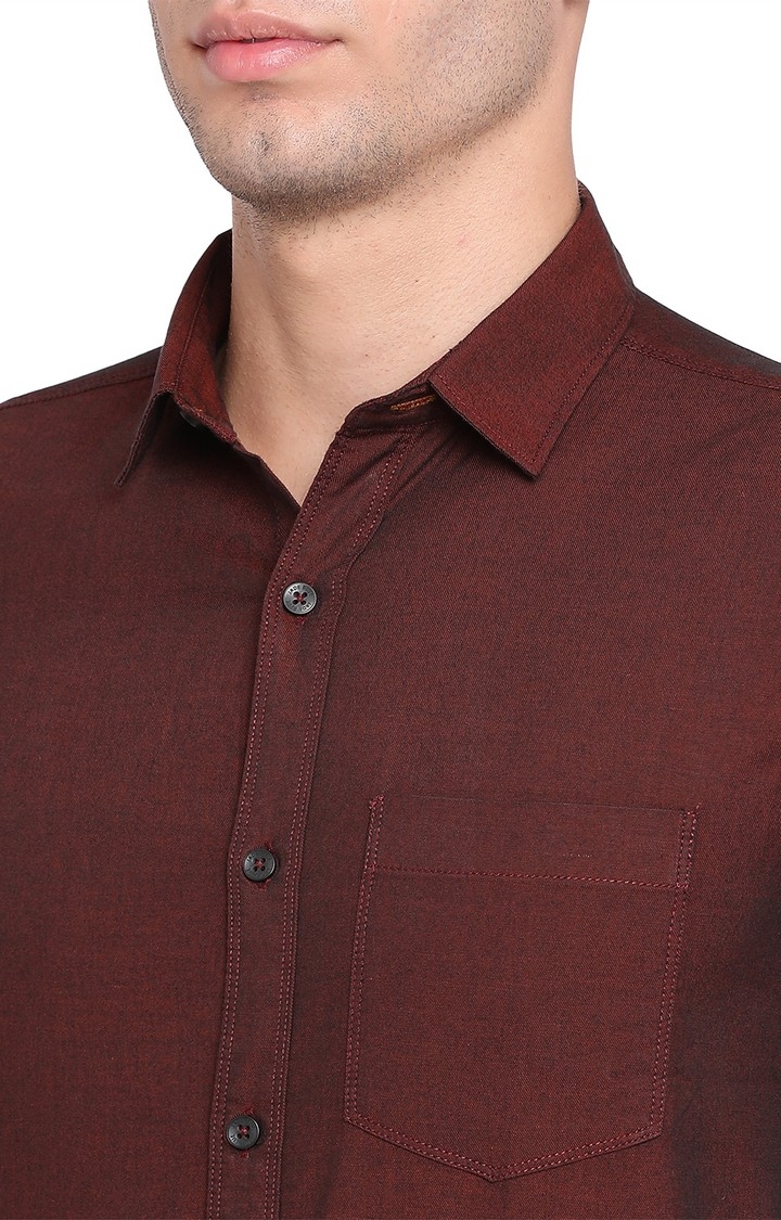 JadeBlue Sport | JBS-PL-919A OXBLOOD RED Men's Red Cotton Solid Semi Casual Shirts 3