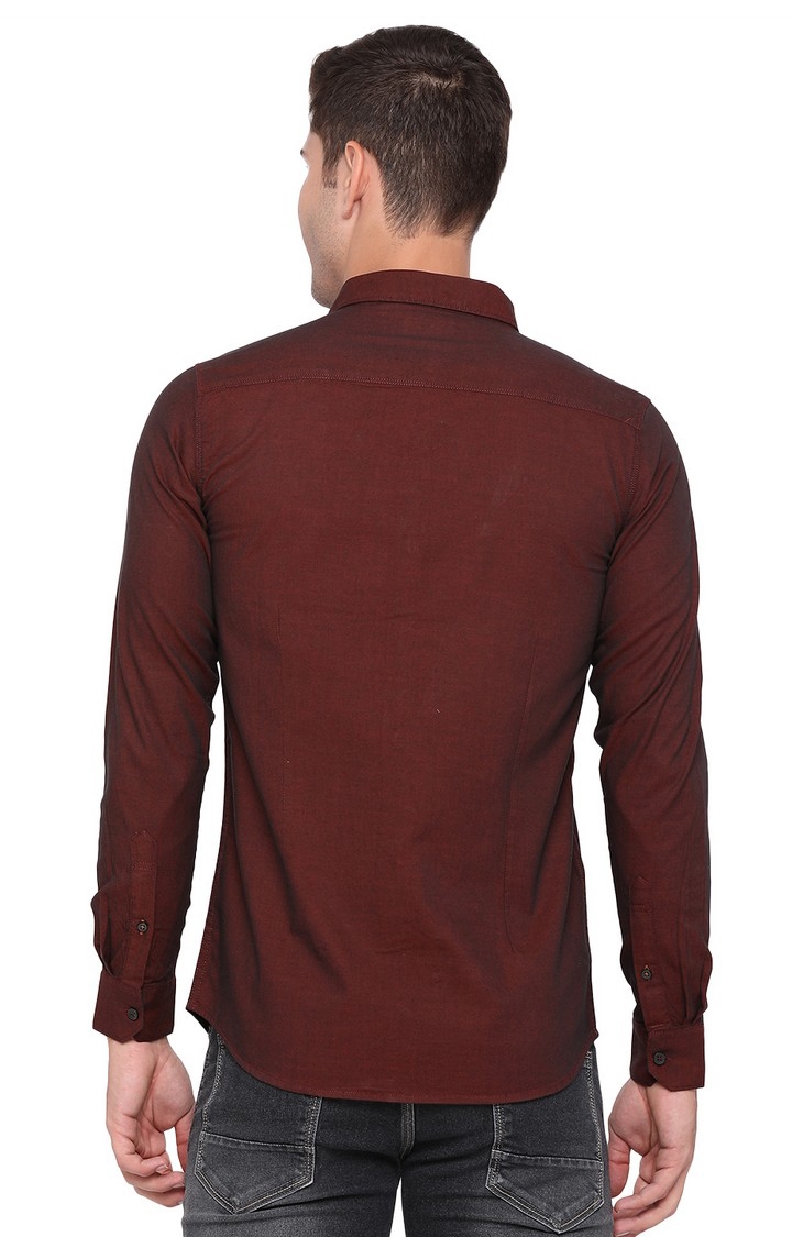 JadeBlue Sport | JBS-PL-919A OXBLOOD RED Men's Red Cotton Solid Semi Casual Shirts 2