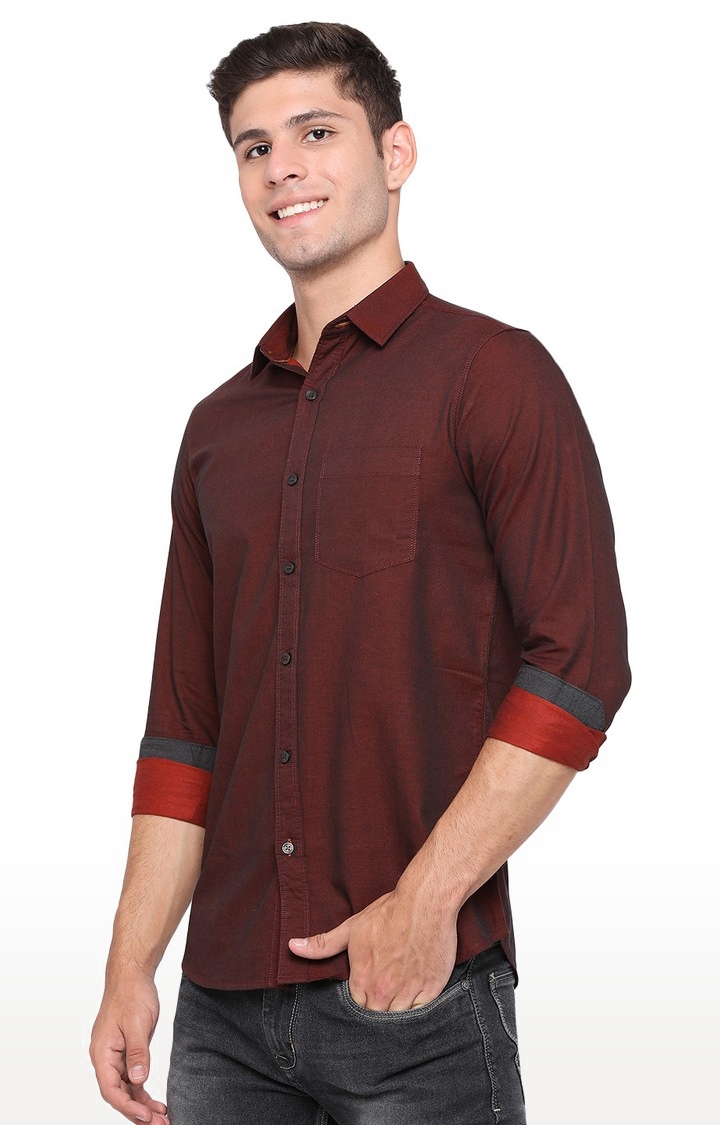 JadeBlue Sport | JBS-PL-919A OXBLOOD RED Men's Red Cotton Solid Semi Casual Shirts 1