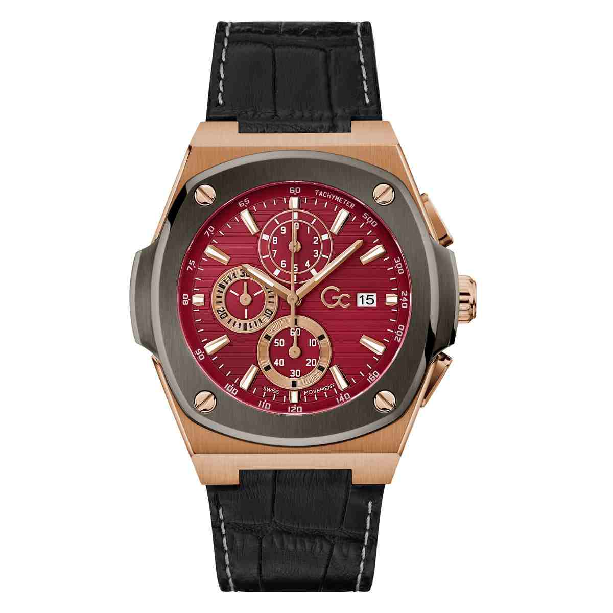 Coussin Shape Black Genuine Leather Analog Watch