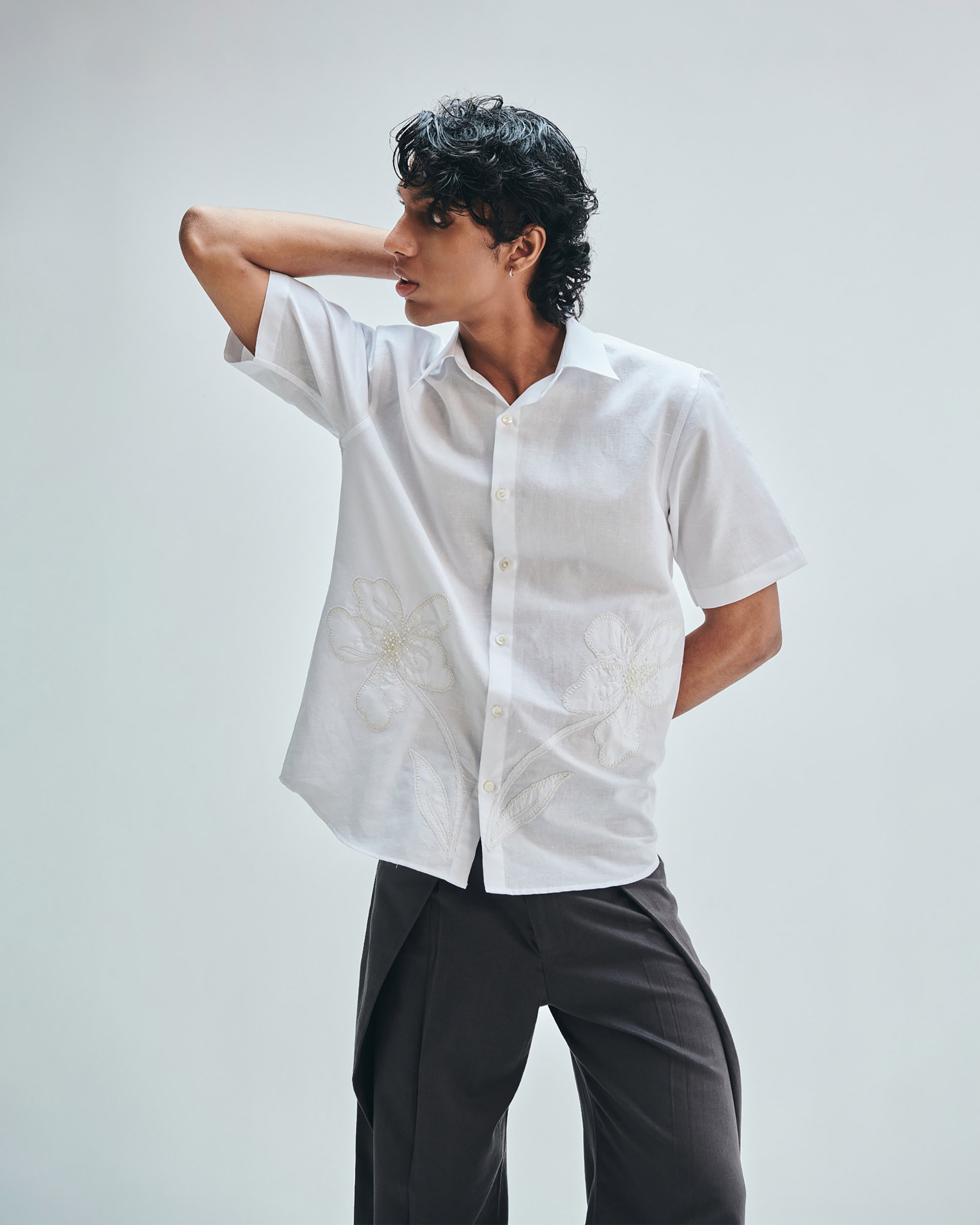 Taj Co-linen Embroidered Men’s Applique Half Sleeves Shirt