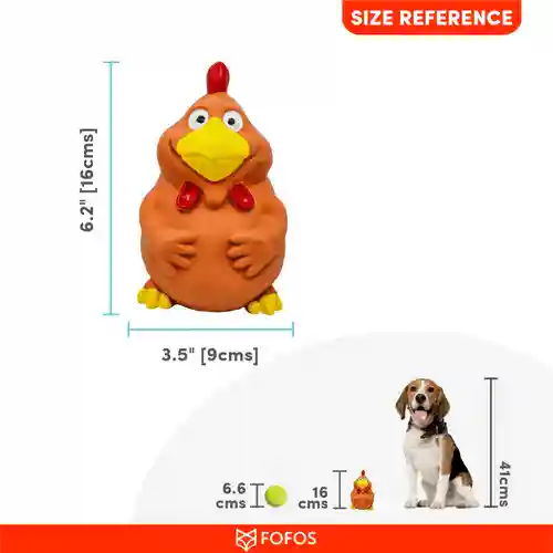 Barkbutler Fofos Latex Bi Rooster Squeaky Toy for Dogs (Brown)