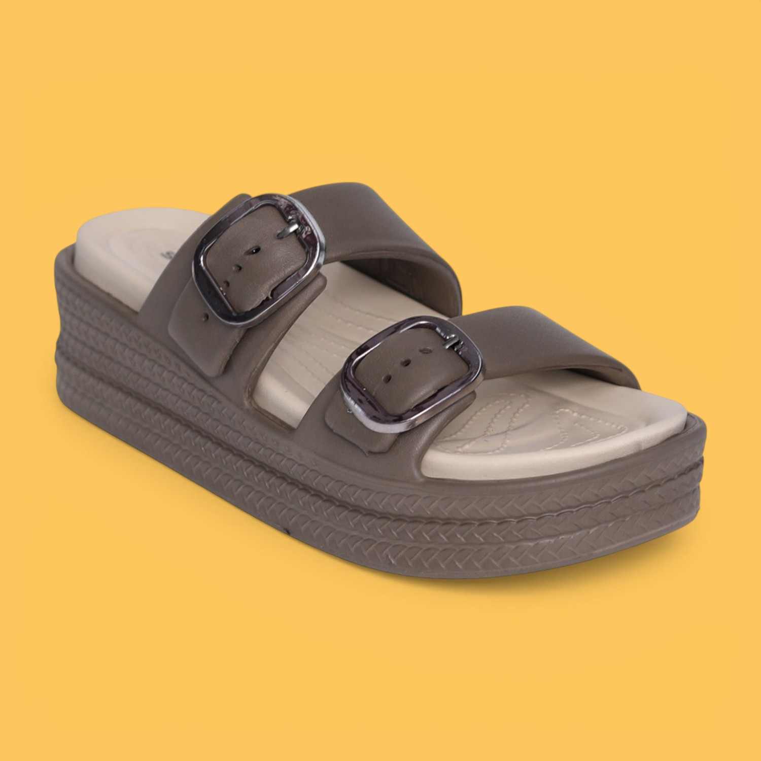 Women Chocolate Brown Comfort Platform Slides