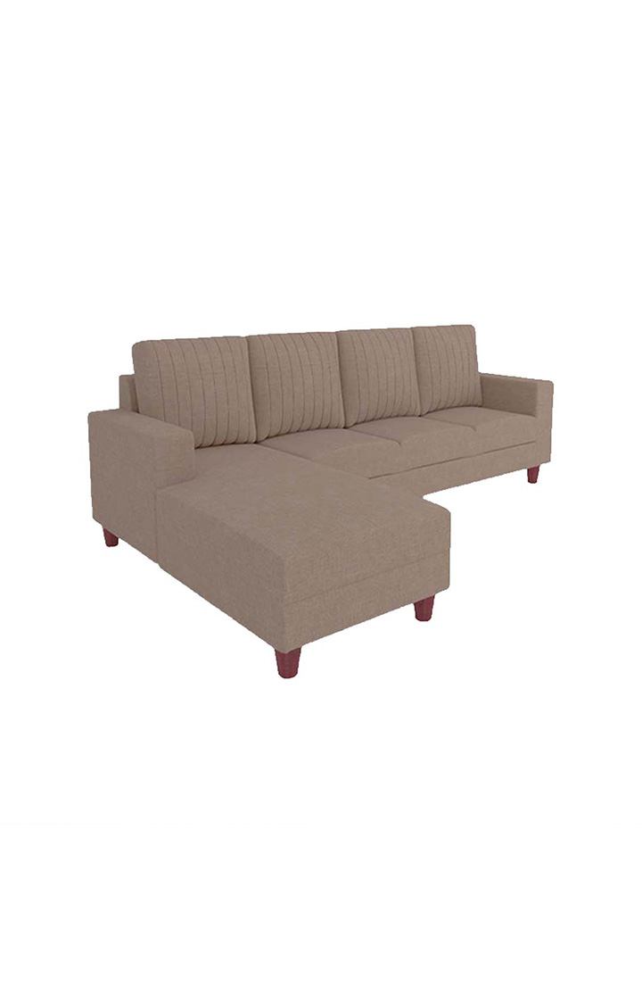 neudot Roman RHS Sectional Sofa for Living Room |6 Person Sofa|Premium Fabric with Cushioned Armrest | Solid Wood Frame|6 Seater in Desert Brown Color
