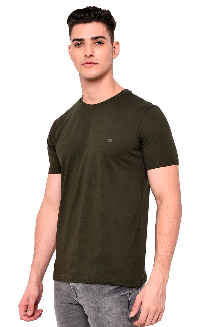JadeBlue | JB-CR-31C ROSIN PRECISELY OLIVE Men's Green Cotton Solid T-Shirts 1